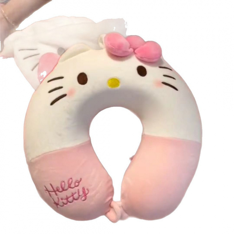 Caricatura encantadora columna vertebral cervical almohada en forma de U almohada de viaje de aviones para niñas almohada de dormir cómodo juguete de peluche