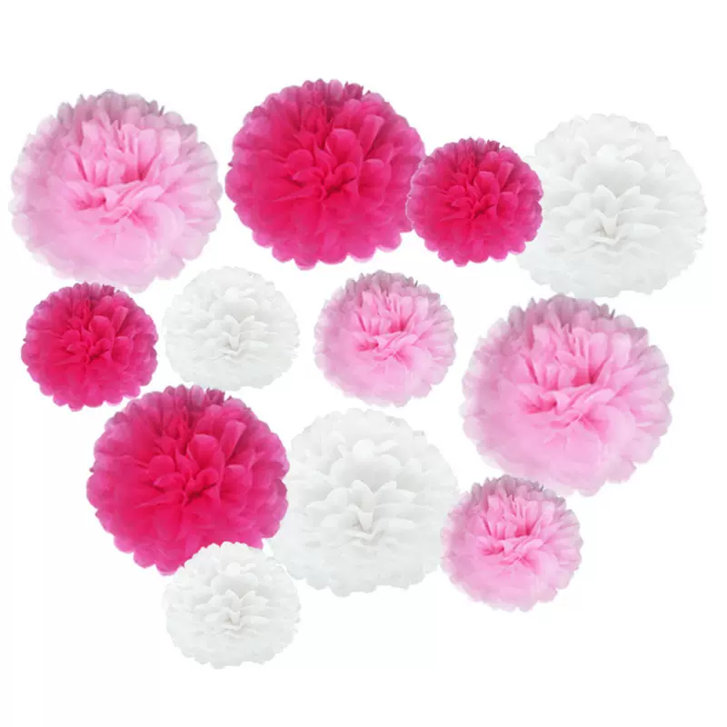 彩色纸花球套装婚房喜庆纸球挂饰生日派对悬挂气氛彩球装饰用品