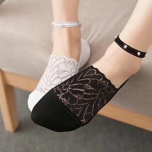 Boat Socks Women's Deep Mouth Pearl Women's Socks Pearl Boat Socks Summer Thin Versatile Lace Cotton Women's Boat Socks Invisible Socks