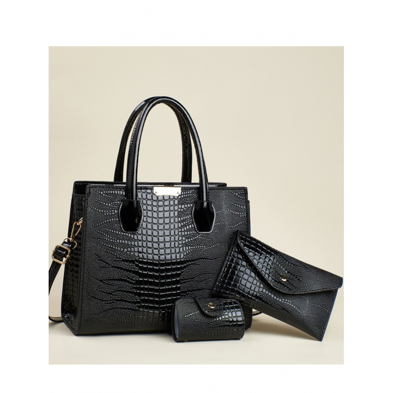 Moda de tres piezas, temperamento de la madre, bolsos de mano de textura 2025, bolsos de hombro casuales de gran capacidad