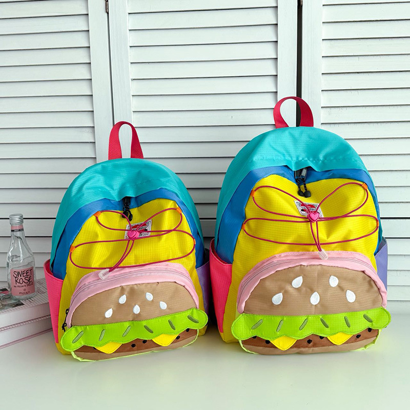 Cartoon Cute Hamburgo mochila para niños y niñas Mochila de diseño personalizado de gran capacidad 2026 nueva mochila infantil transfronteriza