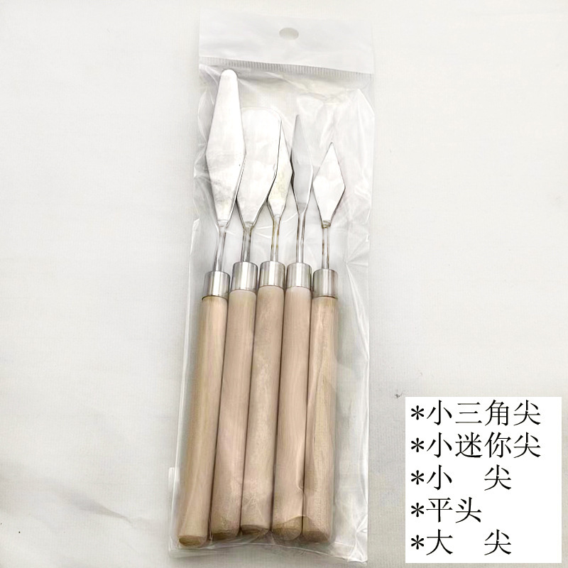 Cuchillo de pintura al óleo especial de arte, polvo de agua, pigmento de acrílico, cuchillo de selección de cuchillo de madera de acero inoxidable, cuchillo de toner de punta plana