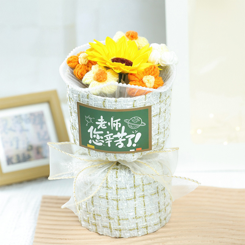 玫瑰针织花束编织香皂花成品小蜜蜂生日礼物女生礼物小香风花束|undefined