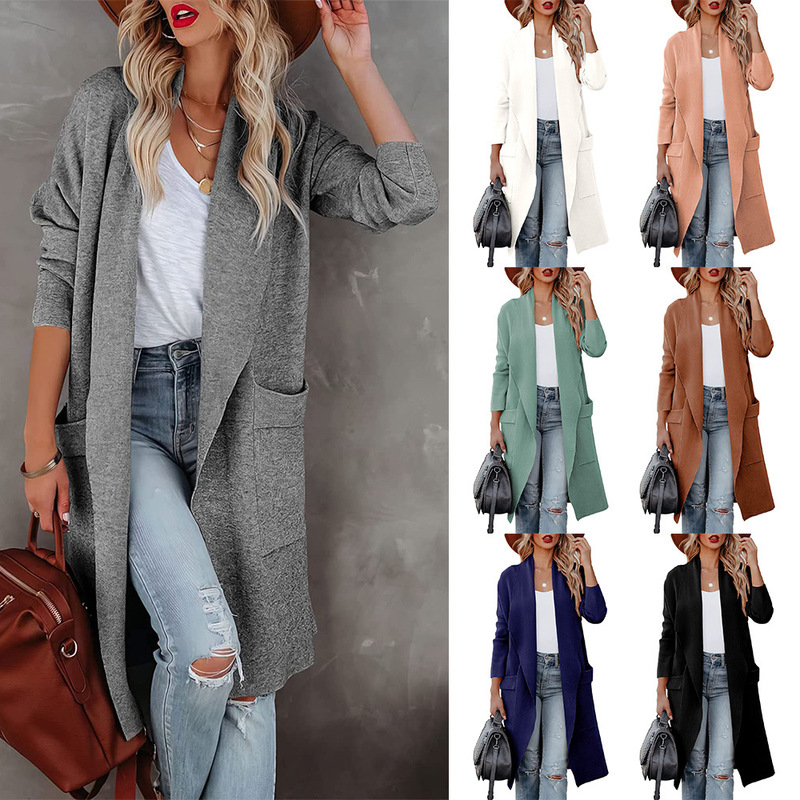 2025 Spring and Autumn European and American Cross-Border Women's New Popular Amazon Casual Long Solid Color Warm Coat Jacket 2025 Spring and Autumn European and American Cross-Border Women's New Popular Amazon Casual Long Solid Color Warm Coat Jacket