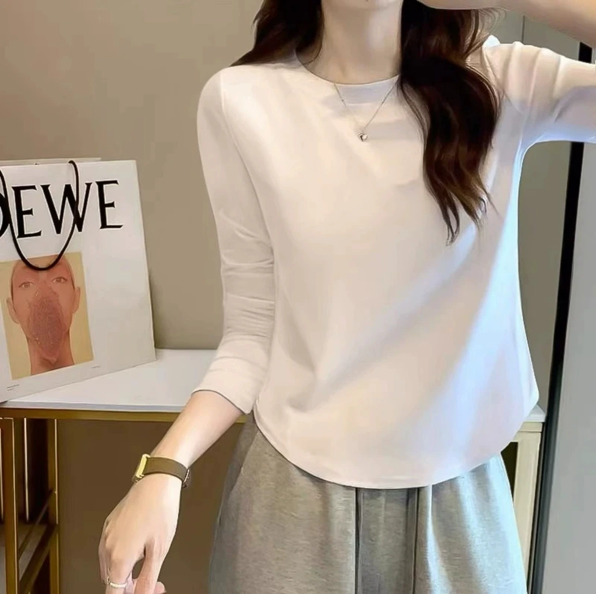 Трансграничная горячая девушка маленькая футболка с длинными рукавами