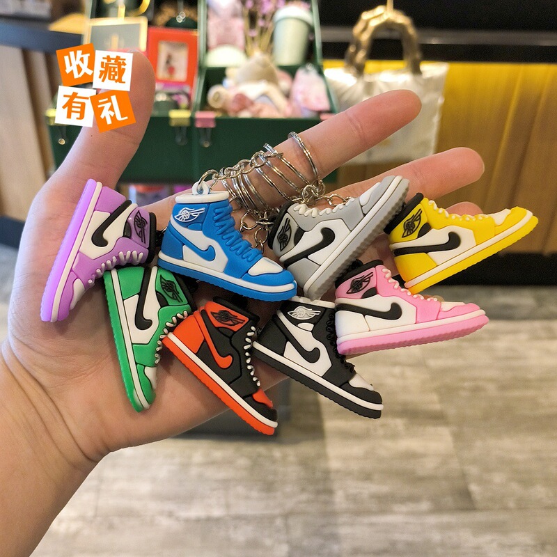 Three-Dimensional Artificial Sports Shoe Keychain Cartoon Doll Hot Sale Aj Shoe Soft Rubber Accessories Hole Bag Pendant Wholesale