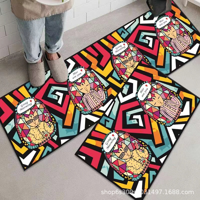 Alfombra de piso de cocina fábrica al por mayor puerta larga alfombra antideslizante alfombra de cocina alfombra de puerta de dibujos animados del hogar estera de la puerta