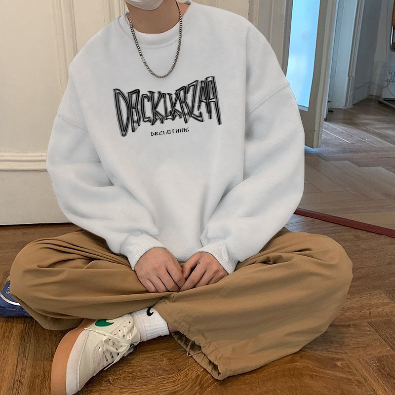 화이트 라운드넥 스웨트셔츠 레귤러 스타일-2350 [GL]