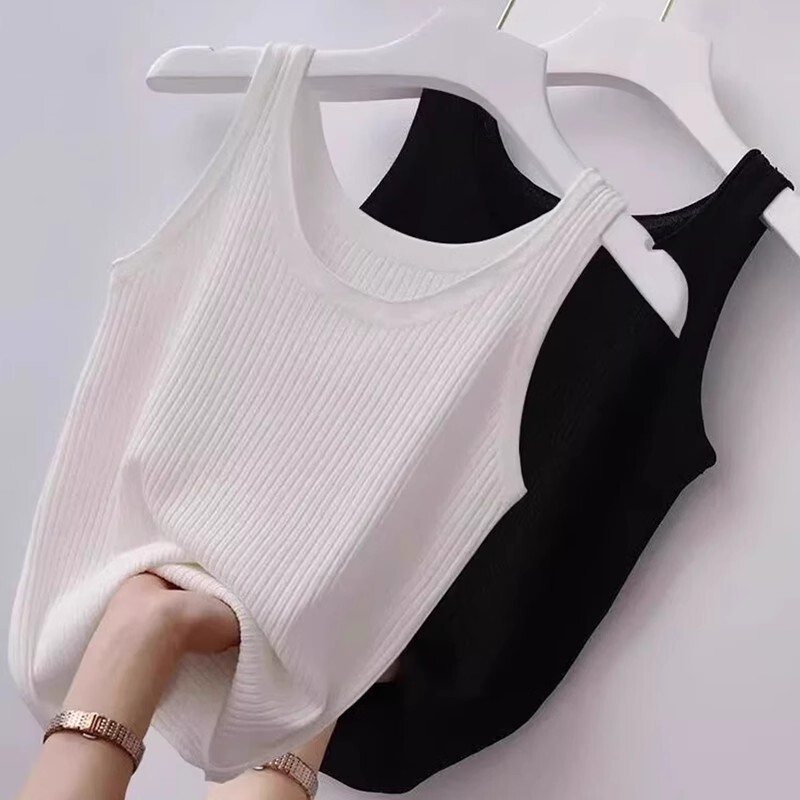 Knitted Camisole Women's Spring and Summer New Suit Inner Base Shirt chubby girl plus size Silk Sleeveless Top