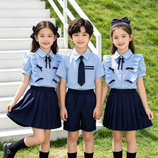 夏季小学生校服毕业照班服短袖套装儿童学院夏天运动会幼儿园园服