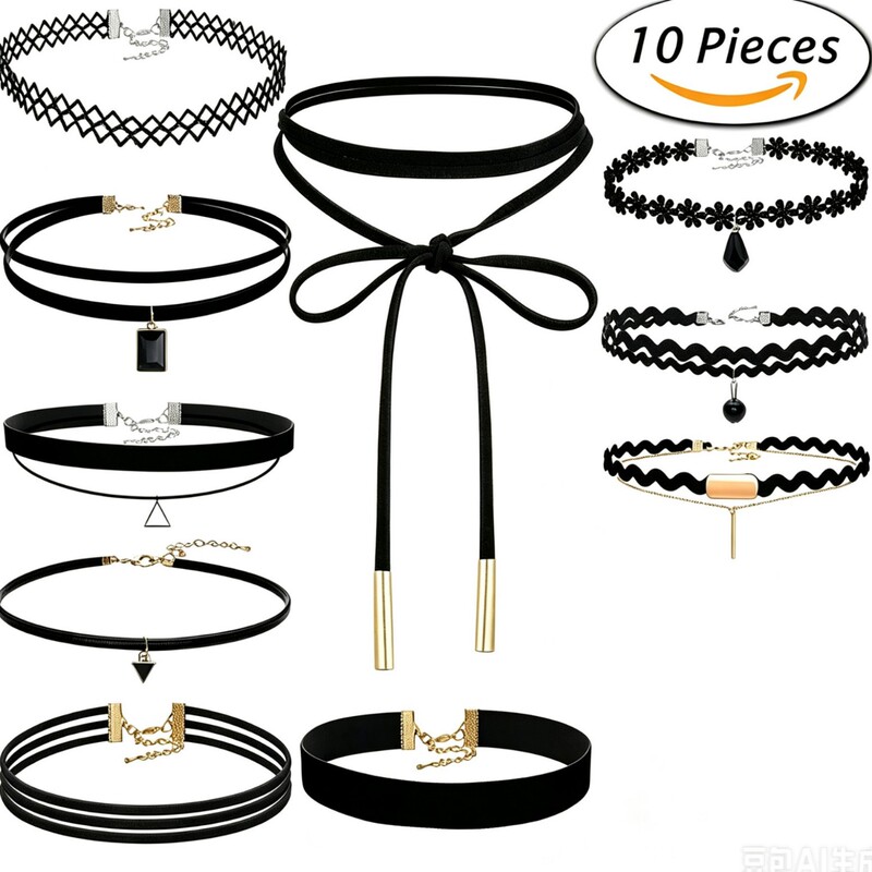 Amazon European and American 10PCS choker necklace set choker lace necklace collarbone chain foreign trade wholesale