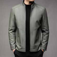海宁真皮皮衣轻奢男装高端立领经典休闲皮夹克中年机车绵羊皮外套
