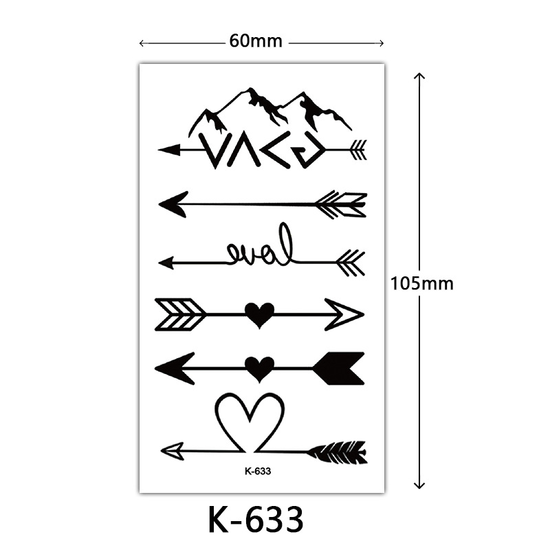 Pequeñas pegatinas de tatuaje frescas letras inglesas flores mariposas líneas de boceto pegatinas de tatuaje impermeables tatuaje