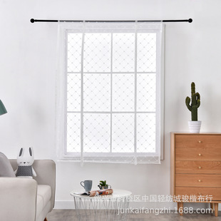 Cross-border curtain embroidery e-commerce Roman short curtain Amazon AliExpress Wish best sale grid yarn