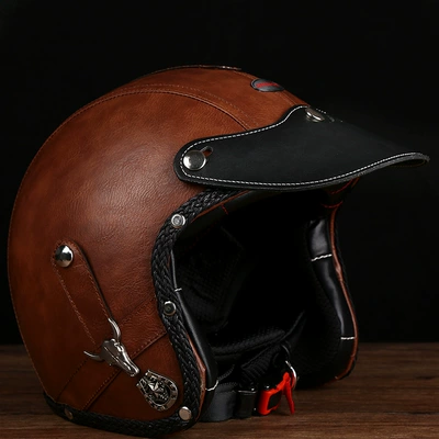 helmet PU leather big hat brim: Motosiklet dəbilqələri