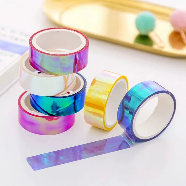 Ins Creative Rainbow Film Laser Tape DIY Planner Card Material Colorful Gradient Stickers Decorative Planner Stickers