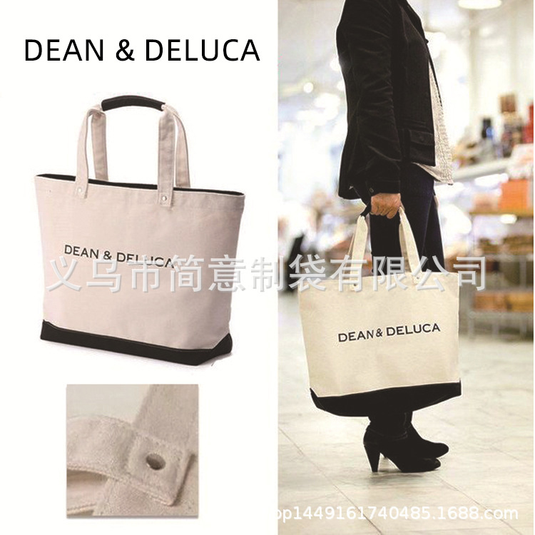 The original single- DEAN&DELUCA Canvas bag Mosaic reticule The single shoulder bag Female bag High-capacity DD Canvas shopping bag