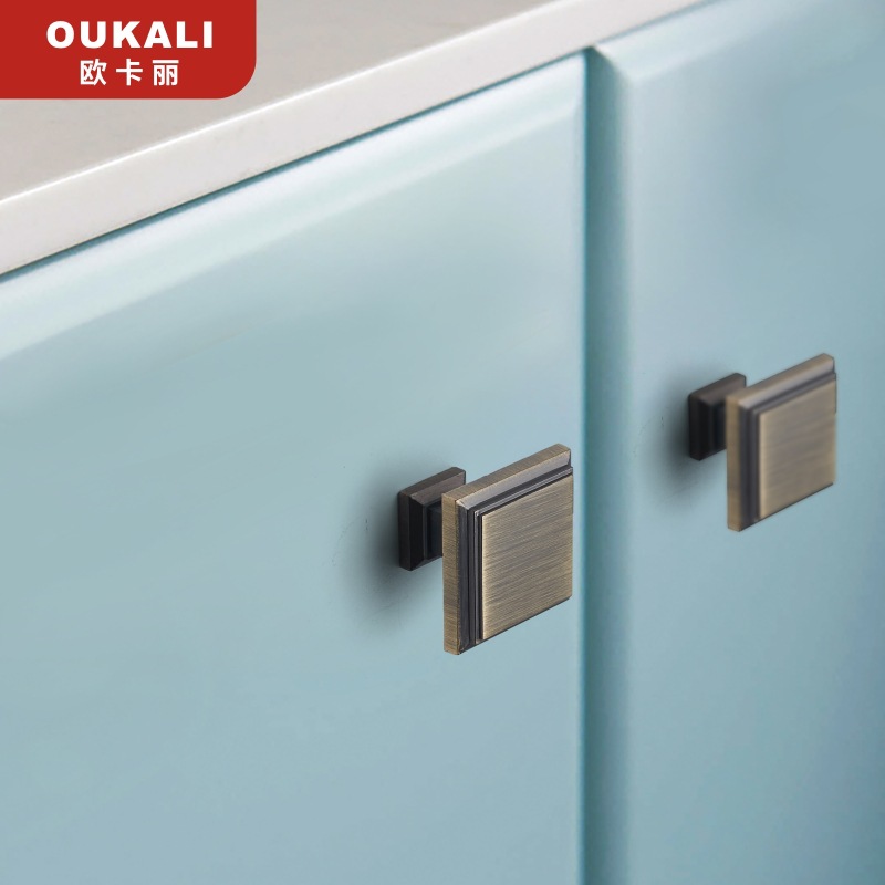 European Chinese style antique dumb green retro antique single hole handle American wine cabinet wardrobe drawer cabinet door handle