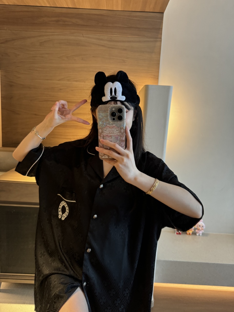 K 하트 블랙 셔츠 드레스