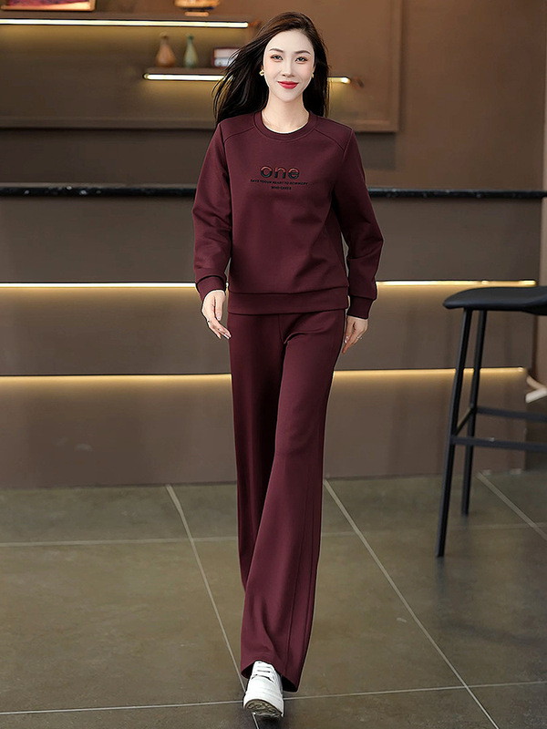 品牌妈妈长袖运动套装女2025秋季新款时尚洋气圆领休闲卫衣两件套|undefined