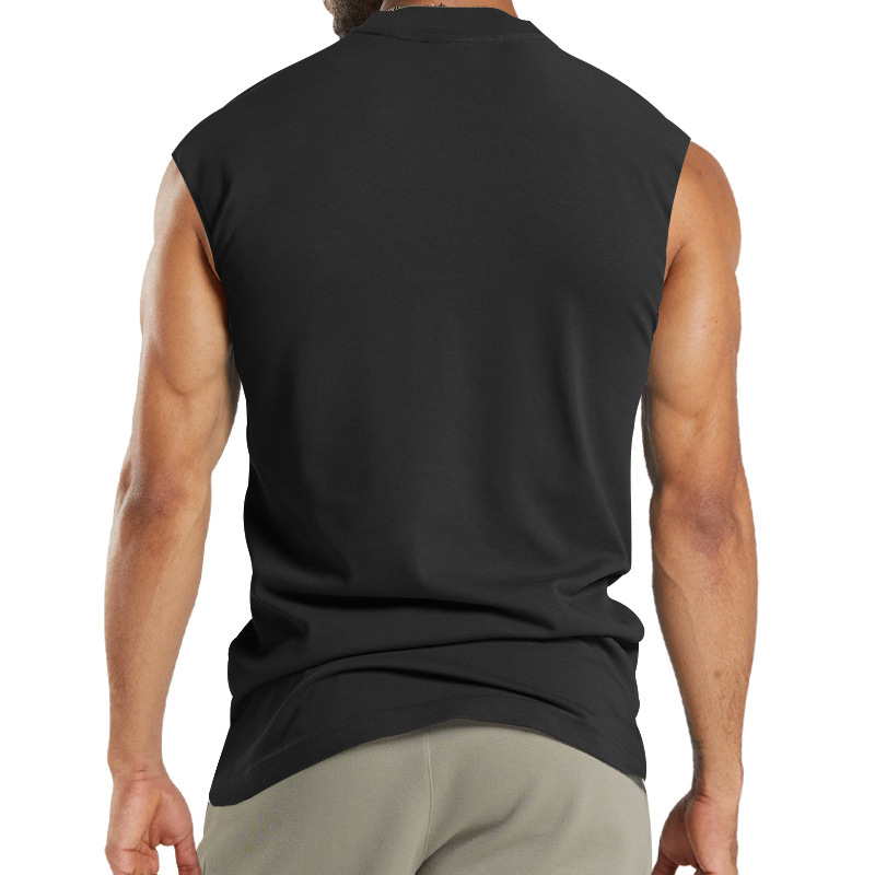 2024 Summer New Kam Shoulder Large Men's Short Sleeve Button Pocket Sleeveless T-shirt_voghion.com