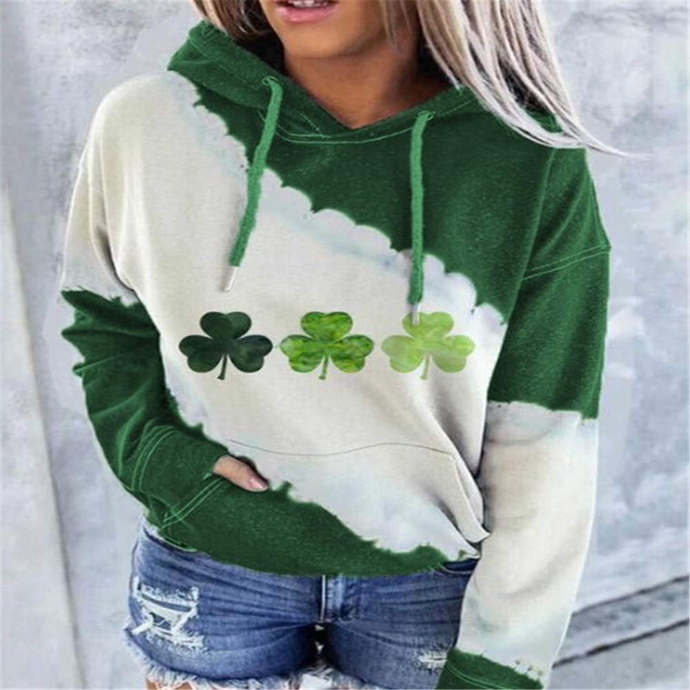 Women's Hoodie Long Sleeve Hoodies & Sweatshirts Printing Fashion Shamrock display picture 3