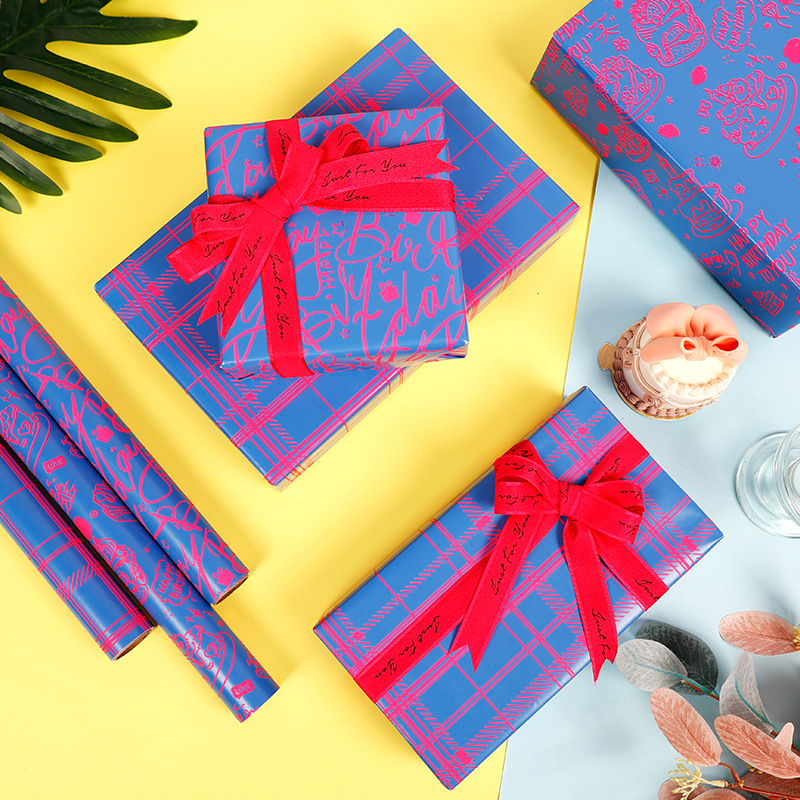 Amazon venta caliente papel de envoltura fluorescente de gran tamaño papel de regalo creativo día de San Valentín papel de embalaje de regalo de cumpleaños para niños