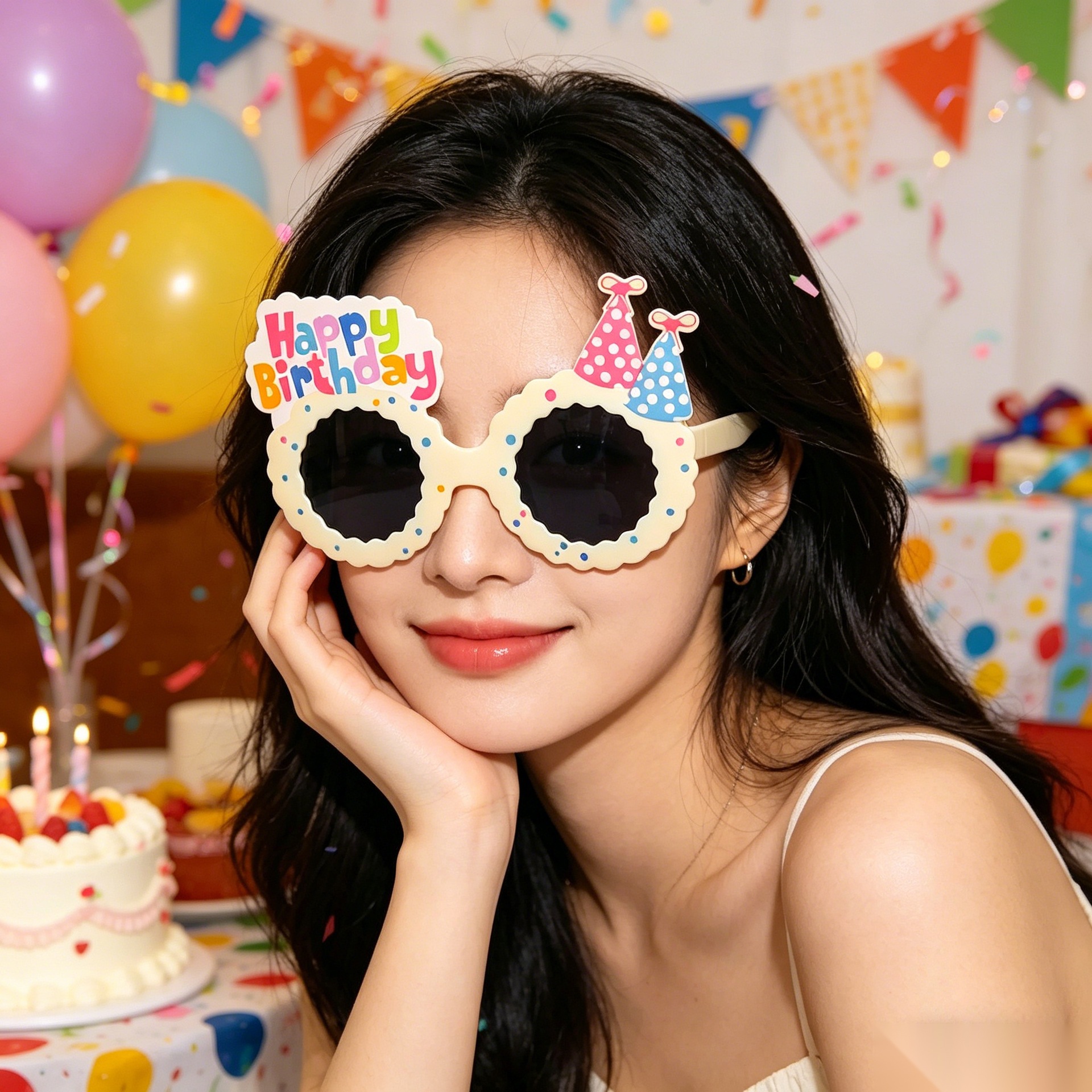 Cumpleaños temático fiesta gafas extrañas feliz cumpleaños pastel vela gafas de diseño de cumpleaños accesorios de fotos