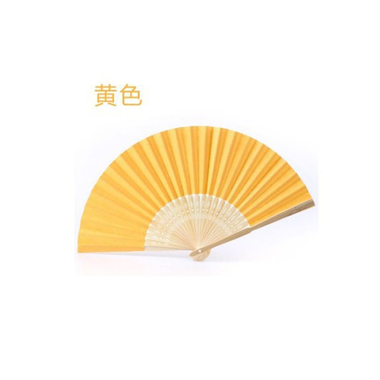 Abanico de boda de venta caliente transfronterizo Abanico de papel de hueso de bambú tallado liso de color caramelo Abanico de papel de bricolaje