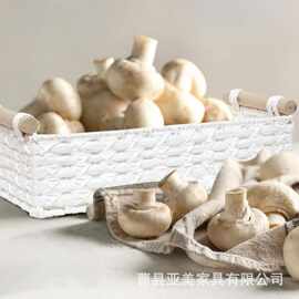 跨境纸绳编织收纳筐零食干果面包储物篮化妆品香水整理盒内衣筐