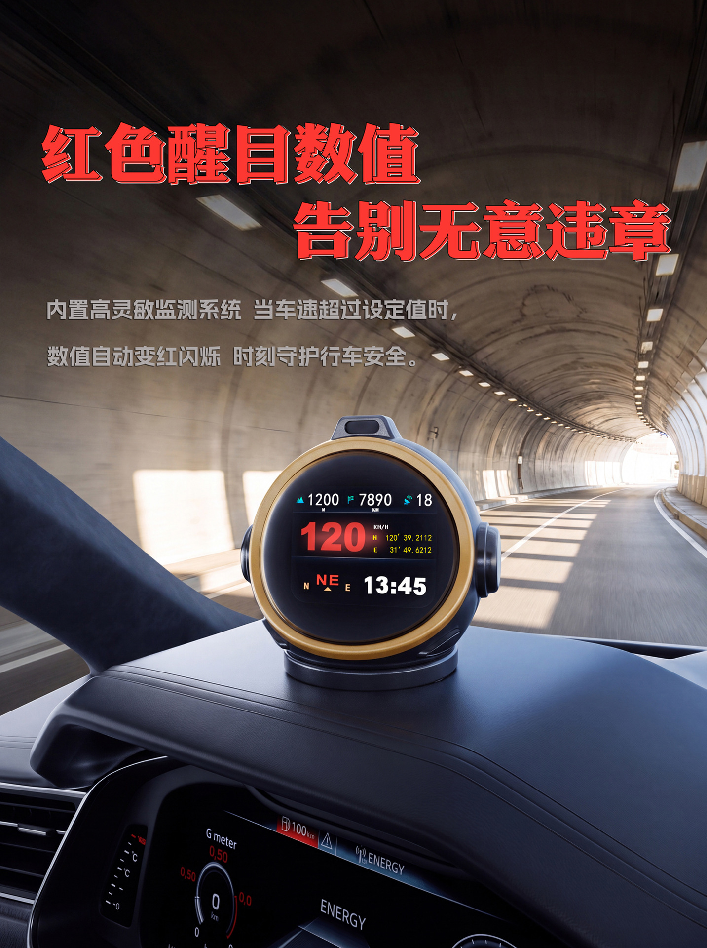 Tuchian Ironhead 3 Head-Up Display HUD Multifunctional GPS Speedometer, Altimeter, Compass, Slope Meter, Clock