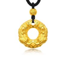 沙金色貔貅平安扣吊坠男转运珠项链情侣款送女友礼物久不掉色