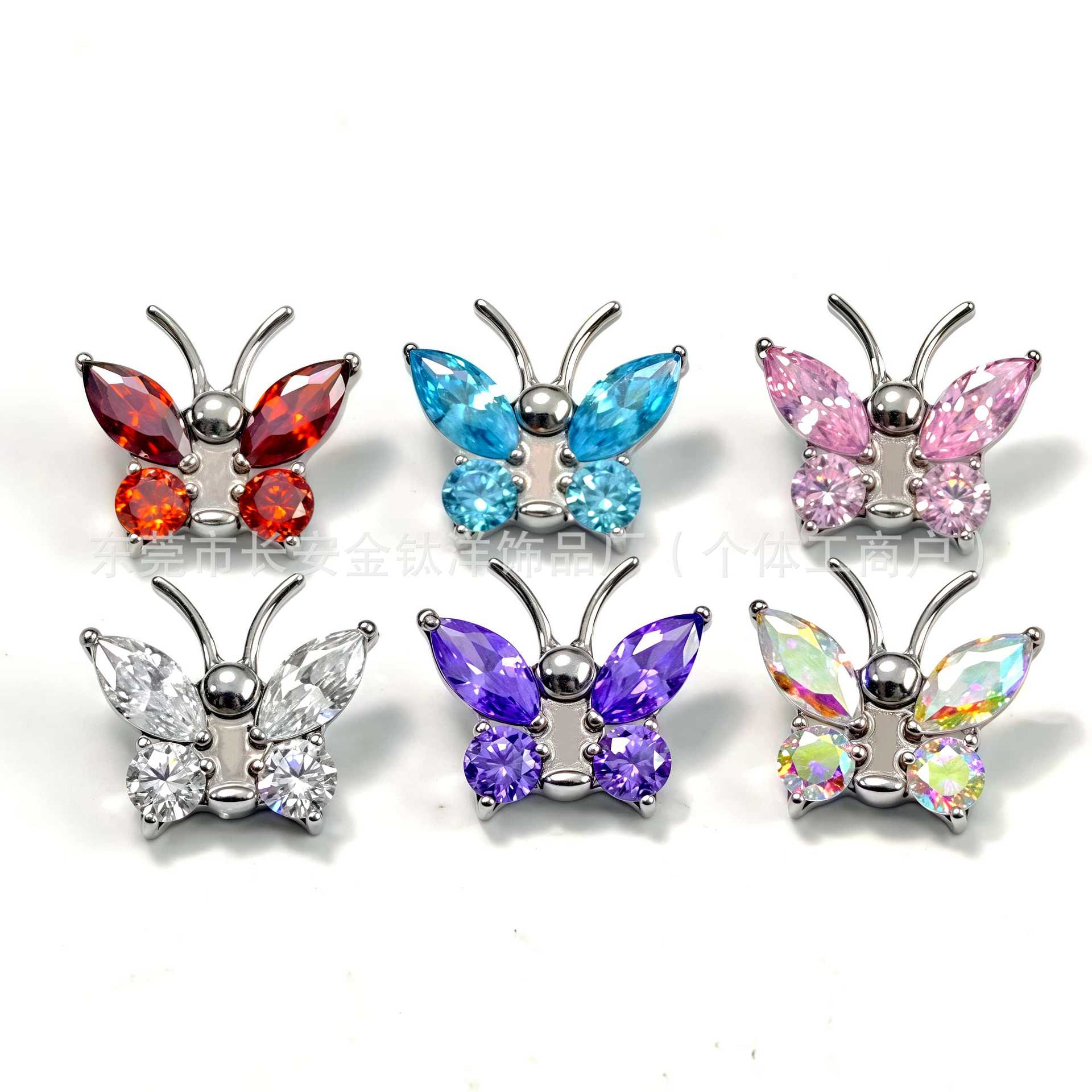 F136 Titanium Tentacle Butterfly Earrings with 5A Zircon - Flat Back Labret Stud for Ear Cartilage Helix Tragus Piercing detail image 8