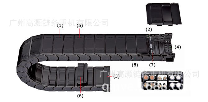椿本拖链 TKA45H36e 塑料传动件拖链 电子马达行业设备传动件