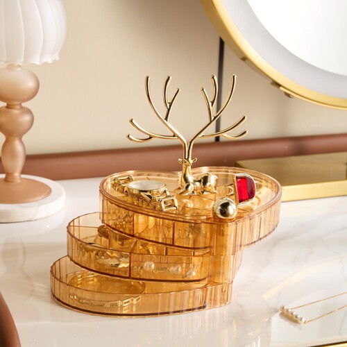 Light luxury Luzhimeng jewelry storage box multi-layer household jewelry box with lid desktop rotating necklace jewelry box