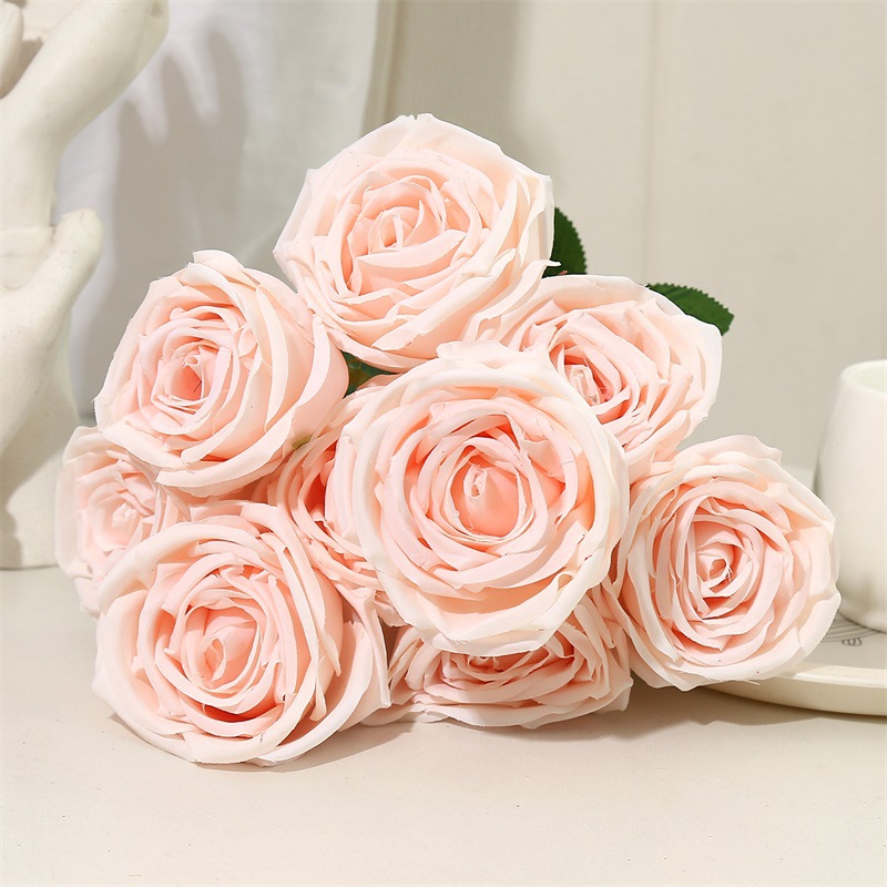 Multi-cabeza rosa artificial falso ramo flor pared de seda floral decoración de la boda manejar rojo naranja diez cabeza nueve cabeza