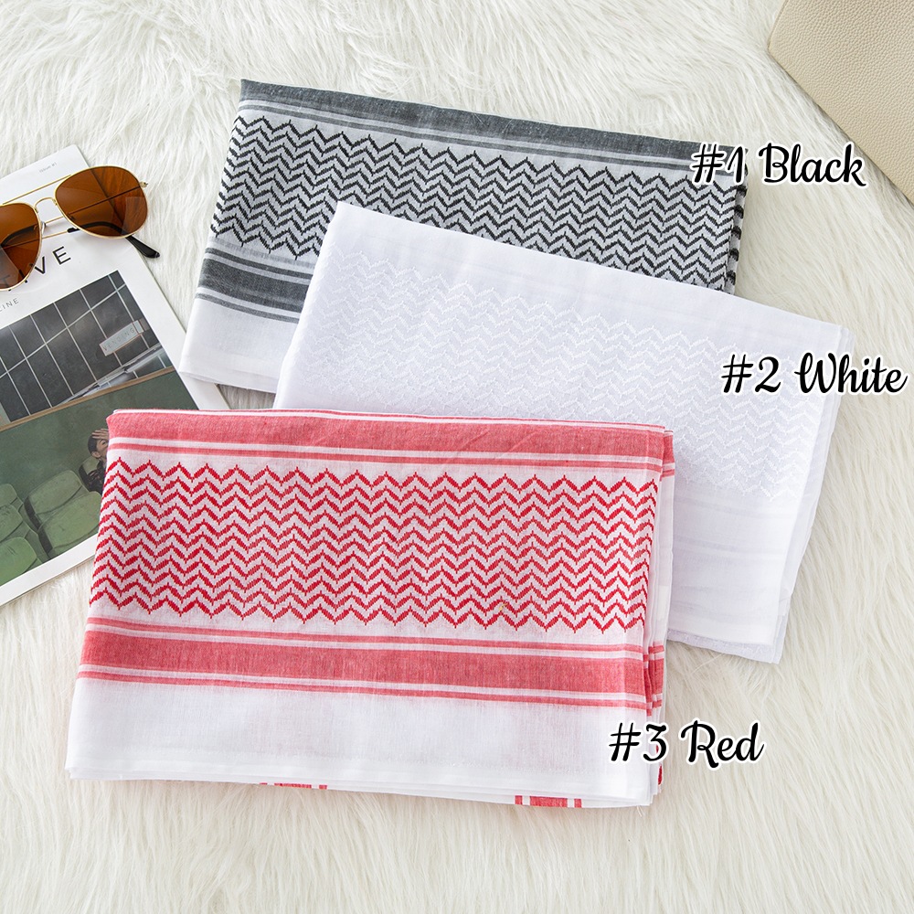 Foulard Arafat Spot Arafat Foulard carré à carreaux Foulard jacquard en polyester Grand foulard carré arabe du Moyen-Orient_voghion.com