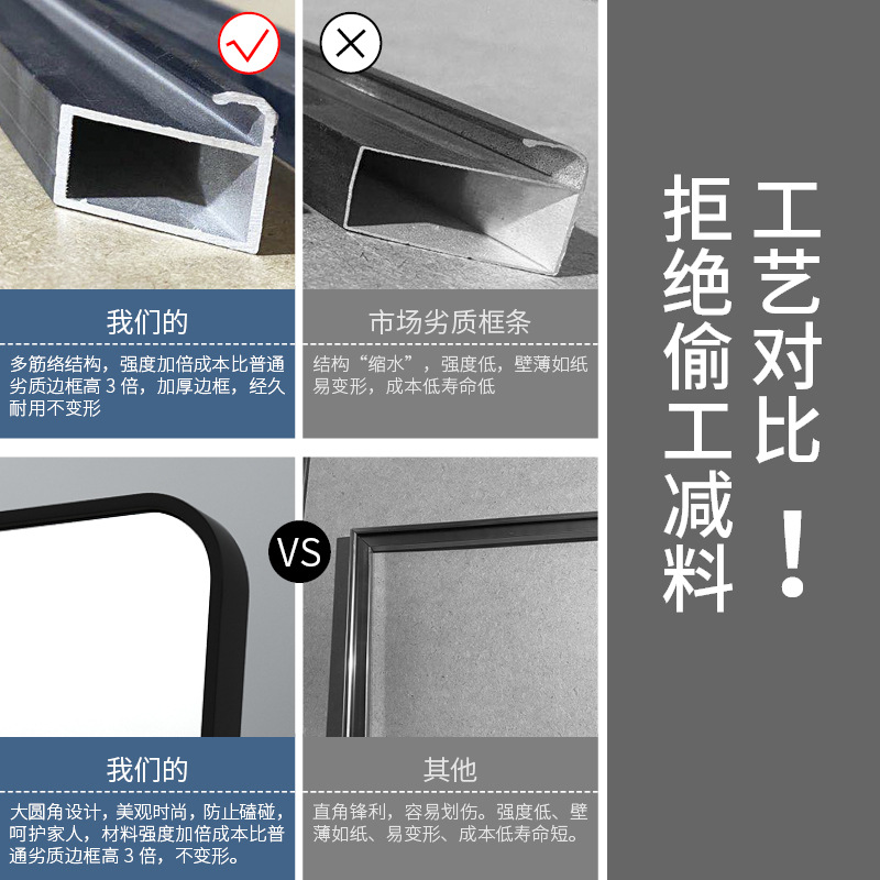 Espejo de cuerpo completo vestidor espejo de piso casa colgante de pared chica dormitorio maquillaje colgante de pared dormitorio accesorio tridimensional ins estilo