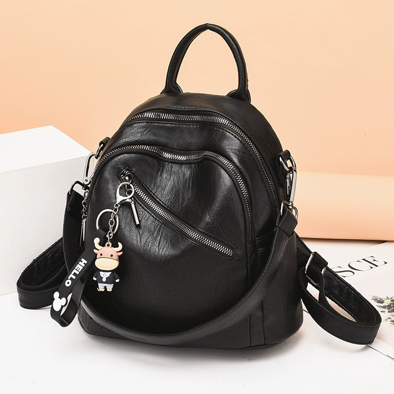 Shoulder bag, polyurethane backpack, school bag, Korean style, simple and elegant design, high-end