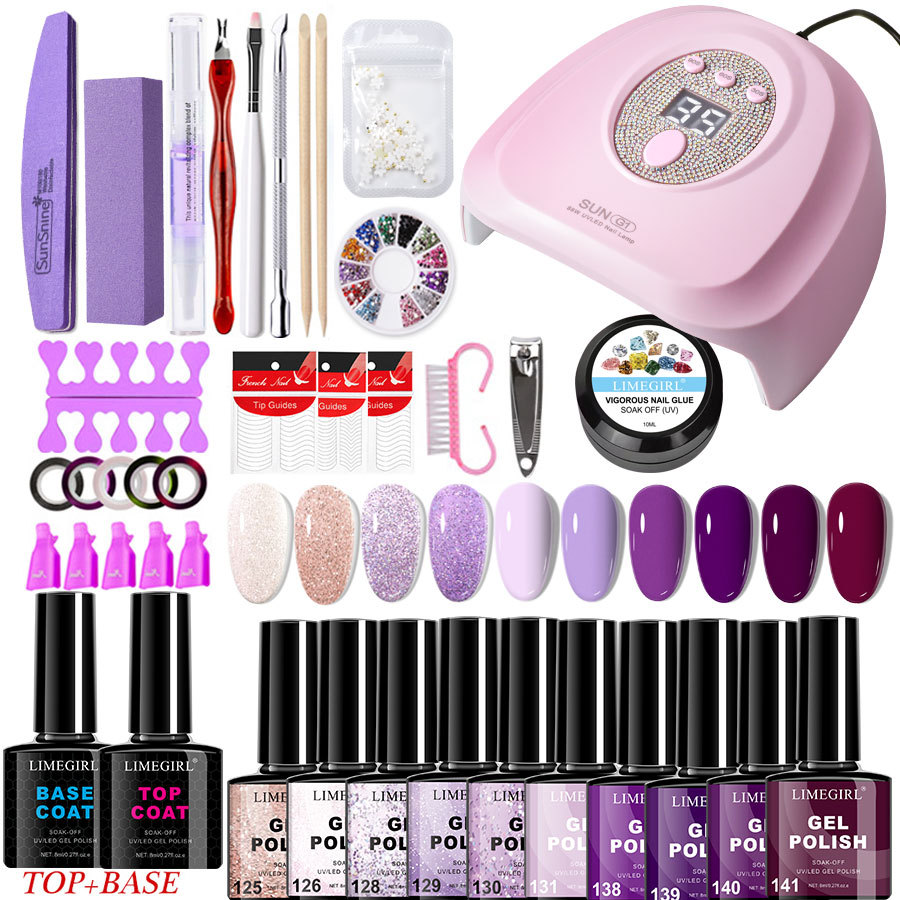Nuevo juego de uñas transfronterizo blindado pegamento de aceite lámpara de fototerapia herramientas de uñas joyas de pétalos juego completo en stock