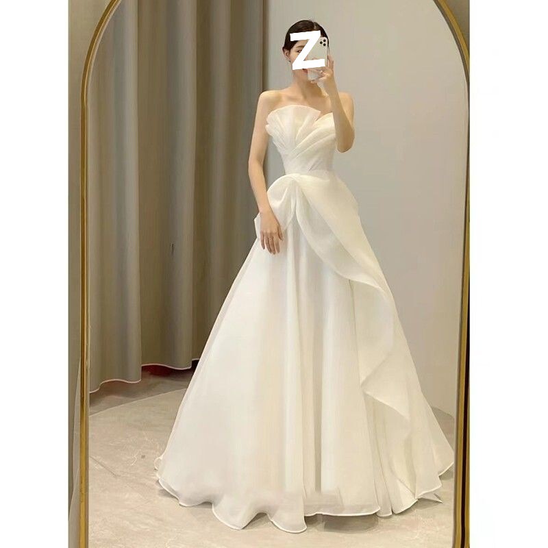 抹胸主婚纱2025新款气质新娘小个子法式轻奢高级礼服裙旅拍出门纱|undefined