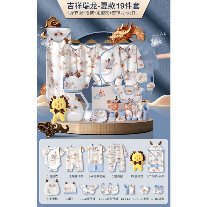 Auspicious Dragon Blue - Summer 19-Piece Set [Gift Box]