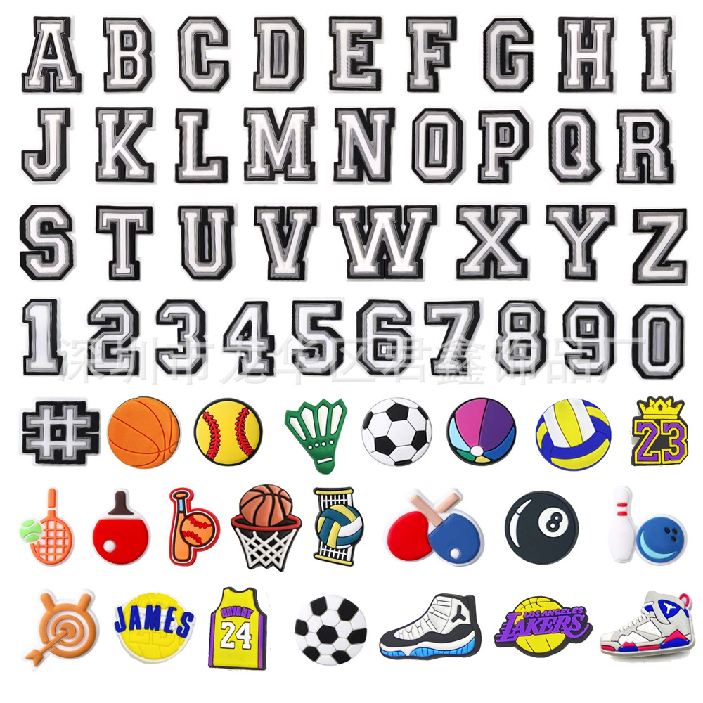 PVC letra número zapatos flor agujero zapatos zapato hebilla de color blanco zapatos luminosos accesorios cordón hebilla zapatos de jardín zapatos Accesorios