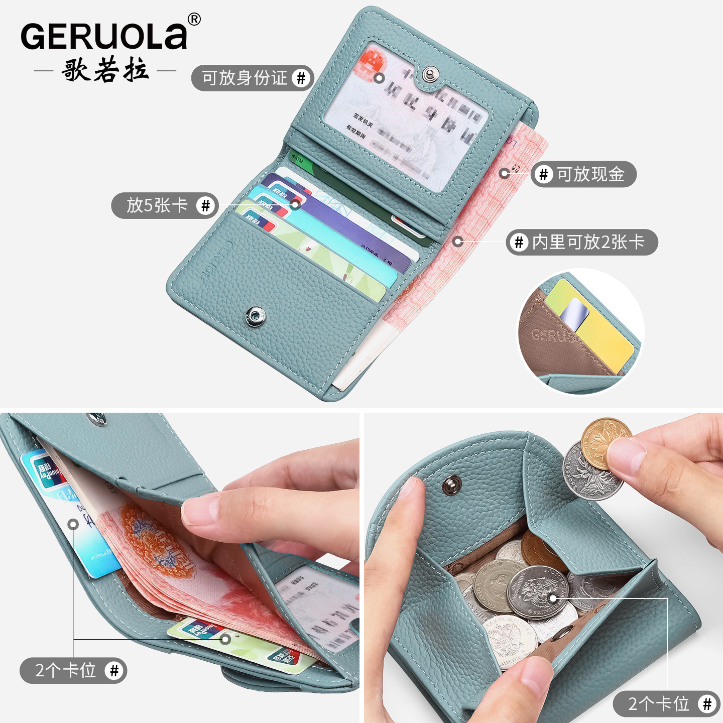 Cartera japonesa para mujeres, bolso de cambio de cuero, bolso de moda ultra delgado, mini bolso de cuero corto de cabeza
