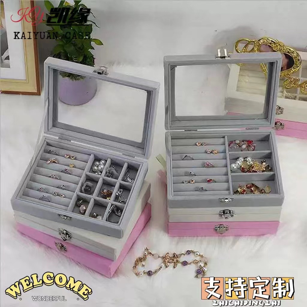厂家现货批发首饰收纳盒耳饰耳钉项链大容量欧式便携小卧室收纳