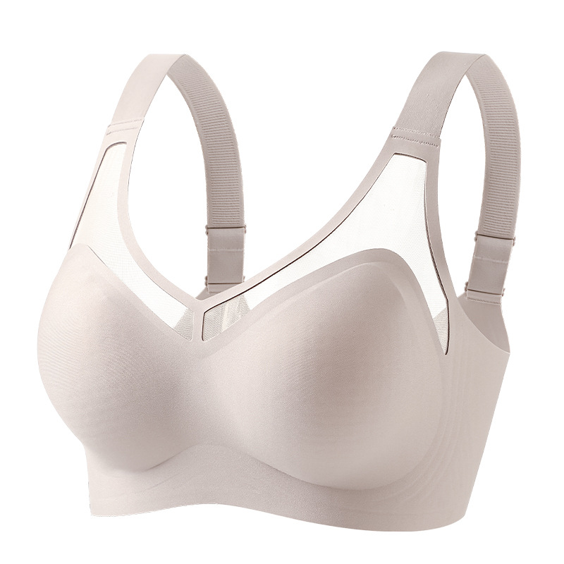 Verano delgado tamaño de malla de jalea ropa interior damas reunidas sin marcas sin anillo de acero bra anti-caída bra de soporte superior