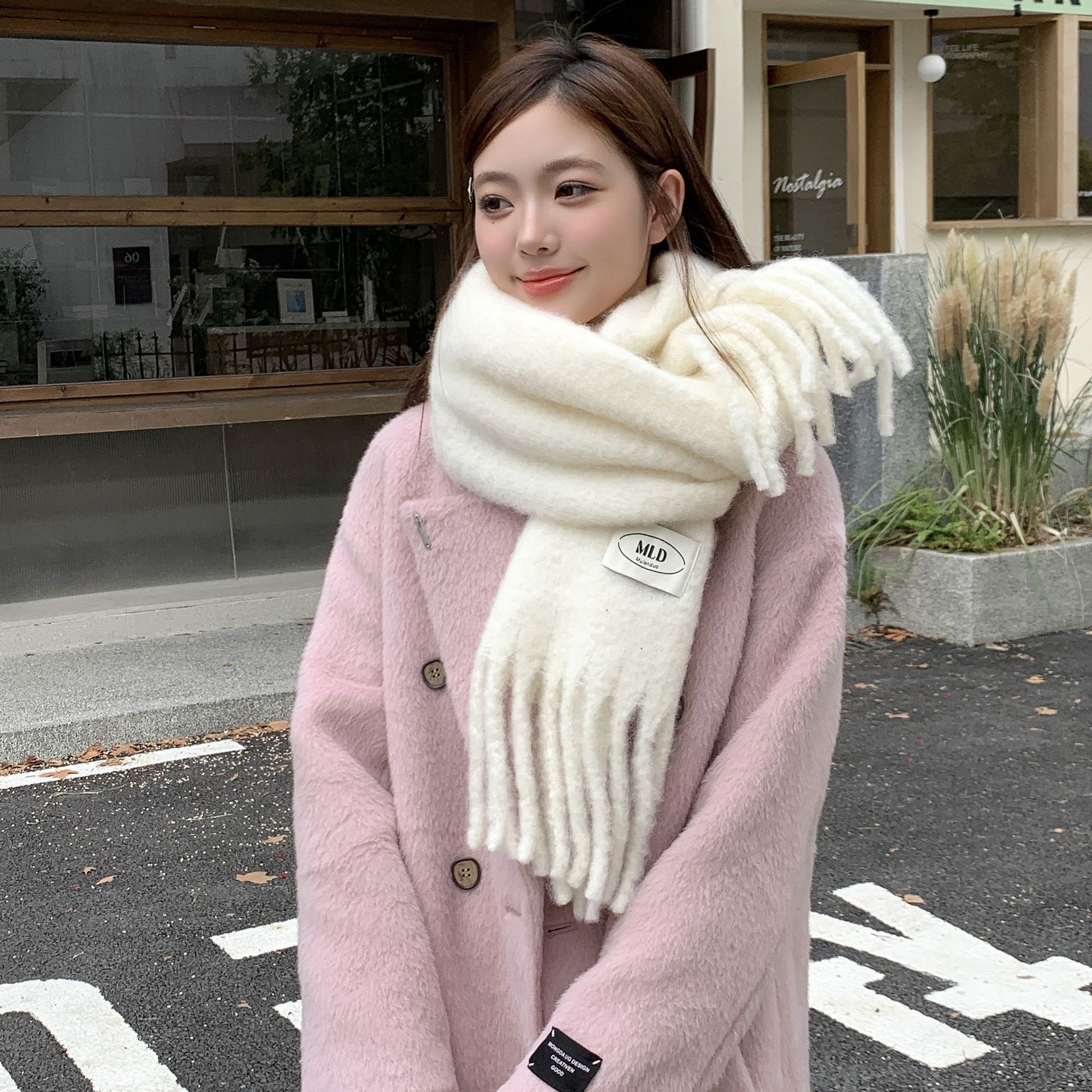 2024 nuevo bufandas de color sólido para mujeres dopamina japonesa versátil pareja de estudiantes collares de invierno grueso mantel cálido