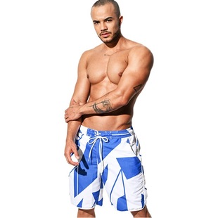 Cross-border Wholesale Amazon Wholesale Men's Casual Beach Pants Loose Comfortable Blue and White Printed Beach B5131