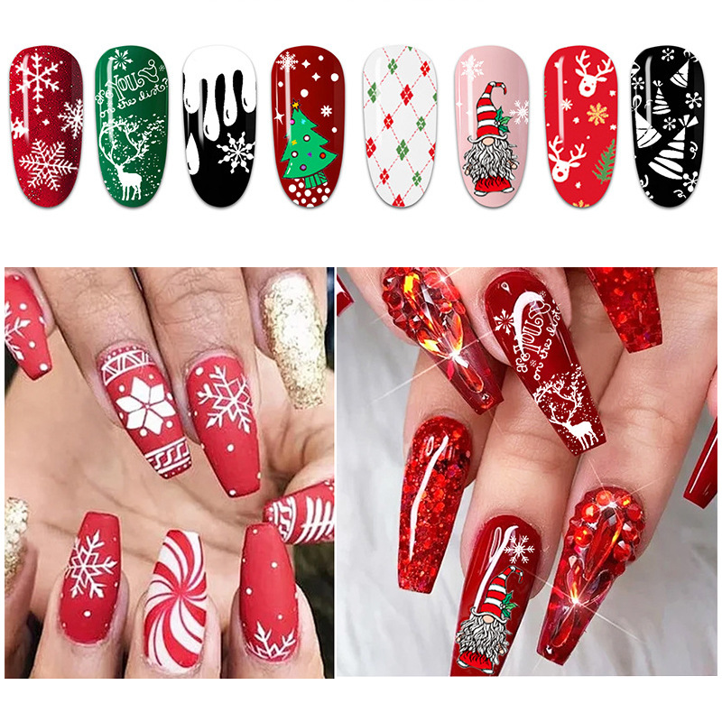 Placa de acero de impresión de uñas europea y americana, serie de Navidad de invierno, placa de acero de transferencia, herramienta de uñas, nueva escena de nieve