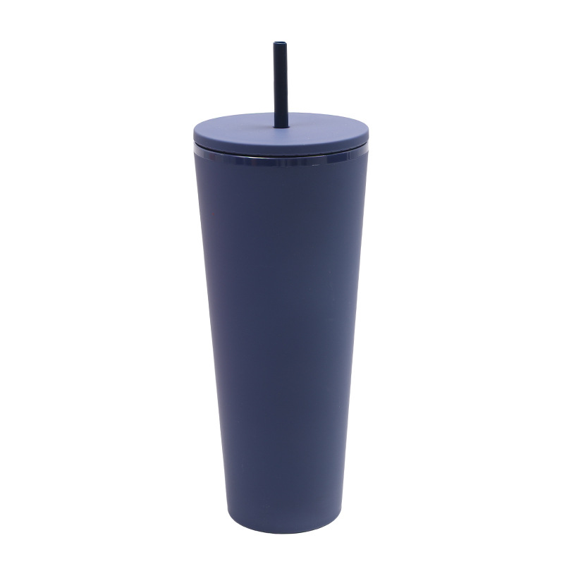 2025 estilo explosivo transfronterizo de 750ml taza de paja de doble capa de gran capacidad taza de agua para deportes al aire libre nueva taza de plástico